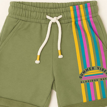 GREEN SUMMER VIBES PRINT SHORTS FOR UNISEX